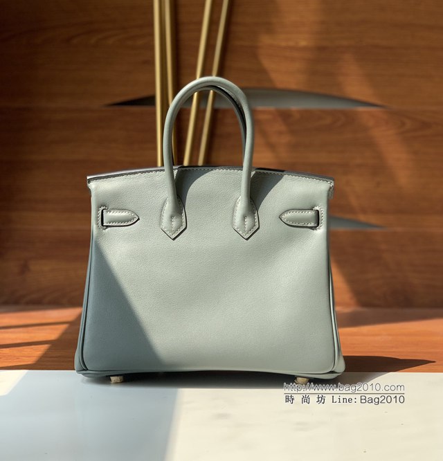 Hermes女包 愛馬仕Birkin25 swift皮 手工縫製 杏仁綠金扣 Hermes鉑金手提包  tdh2152